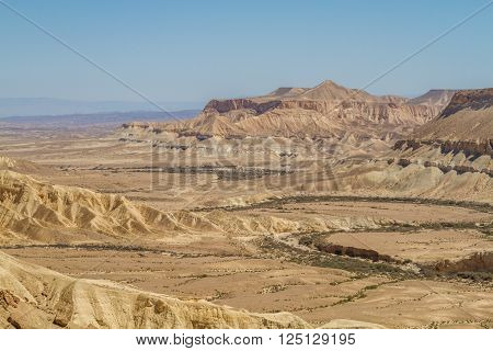 The Ramon Crater or Makhtesh Ramon nature reserve in Negev desert Israel