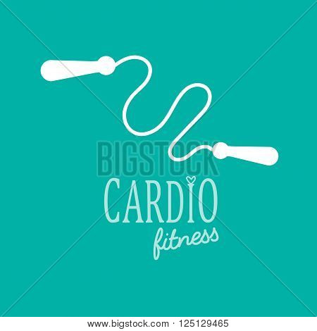 Cardio Training flat icon vector illustration, eps10, easy to edit jump rope logo. White on blue background