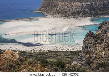 Balos Bay At Crete Island In Greece. Area Of Gramvousa.