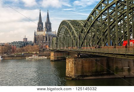 Cologne Cathedral and Hohenzollern Bridge Cologne Germany