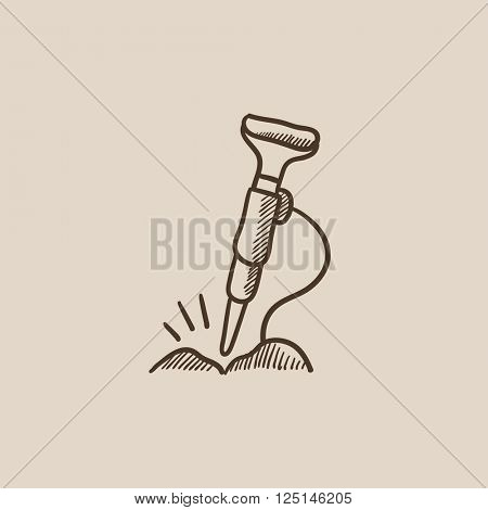 Pneumatic hammer drill sketch icon.