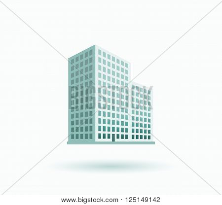 Skyscraper logo building icon. Black building and isolated skyscraper, tower and office city architecture, house business building logo, apartment office vector illustration