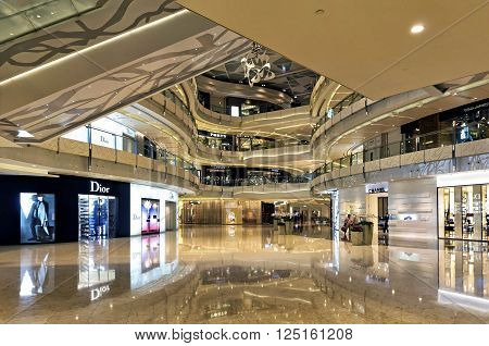 Shanghai, China - August 16, 2011: View of Shanghai IFC Mall interior. IFC, located in Pudong area, is one of the foremost luxury shopping destinations in the world and offer the best luxury brand.