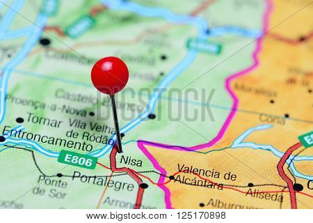 Nisa pinned on a map of Portugal
