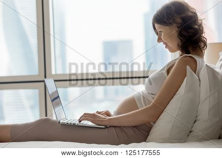 Pregnant Woman Working At Home