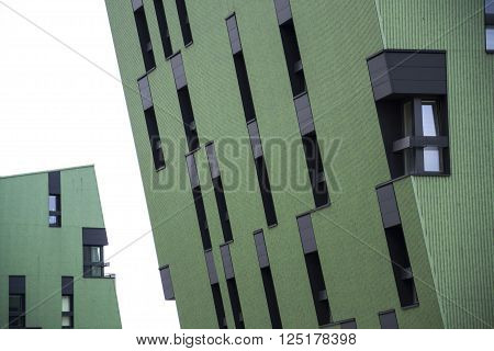 Modern Residential Apartments Living House Exterior Near Gasometers Of Vienna, Austria