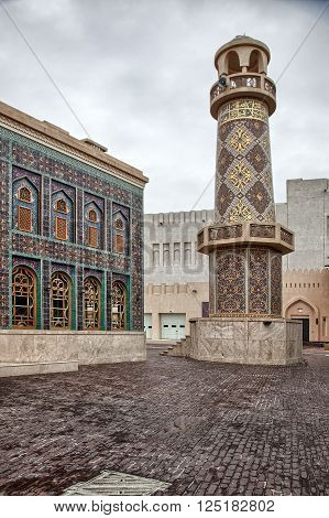 Minaret inside Katara cultural village in Doha Qatar