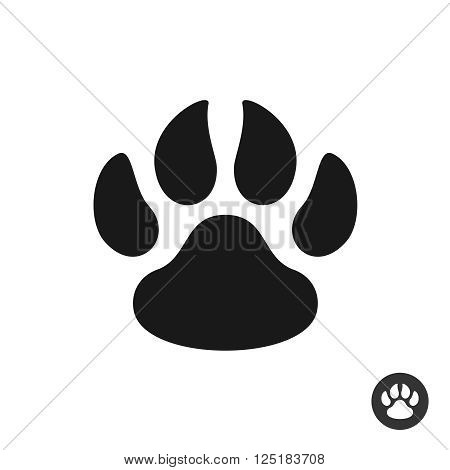 Animal Paw Black Simple Flat Icon. Foot Step Print Silhouette Symbol.