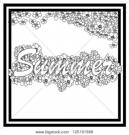 Word summer in floral background in EPS 8 format.