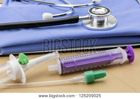 syringe to administer medication in enteral nutrition, administration of serum system