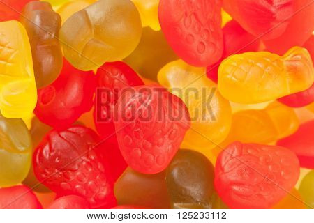 Colorful jelly candies closeup macro texture