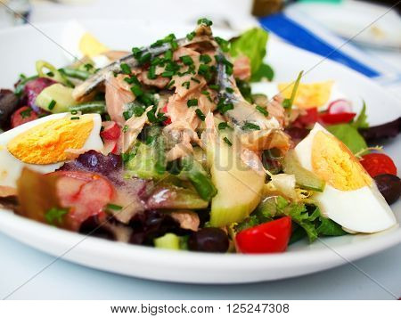 Nicoise Salad served in a restaurant in Cannes France