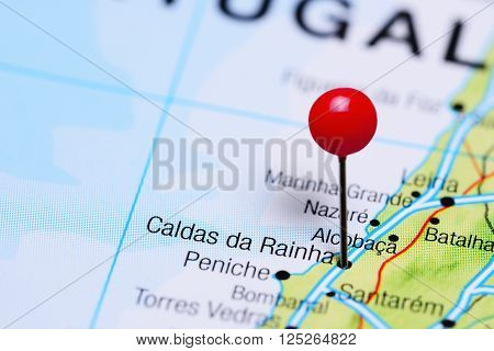 Caldas da Rainha pinned on a map of Portugal