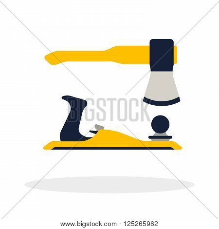 Do it yourself construction repair tools flat logo. Isolated tools flat. Home renovation and construction concept with DIY tools.