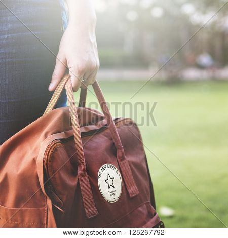 Woman Travel Bagpacker Weekend Relax Concept