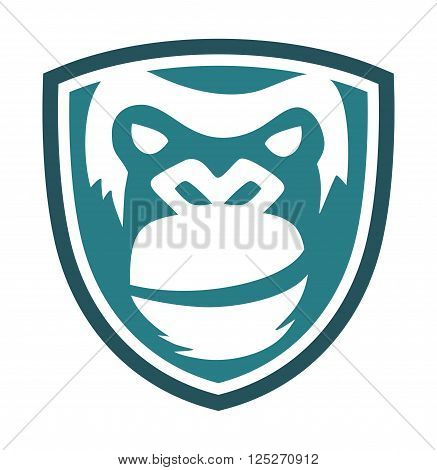 gorilla face design on a shield, suitable for the icon, print shirts, app icons, emblem and more