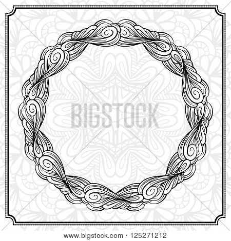 Vector absrtact floral elements black and white frame. EPS 8