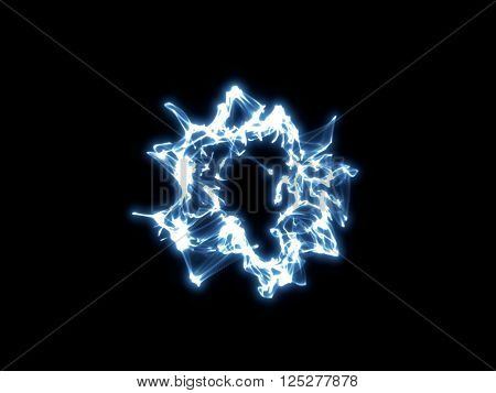 Blue abstract shockwave on black background, 3d illustration.