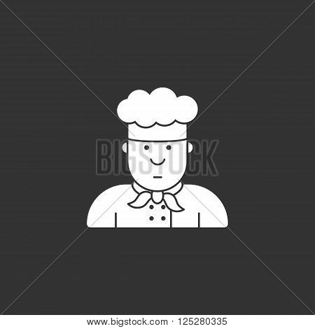 Icon chef in white hat made in the style of contour