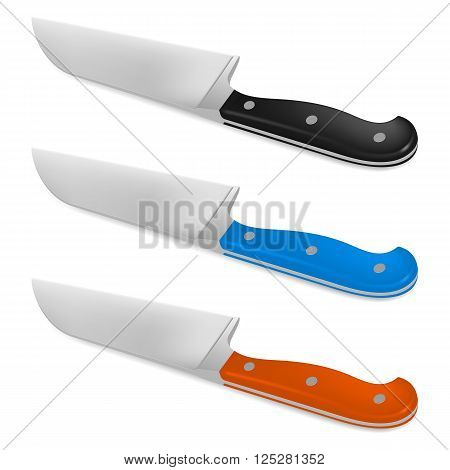 Vector illustration of santoku knife with handle in different color