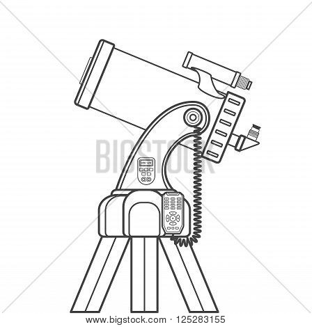 Vector Outline Catadioptric Telescope Illustration.