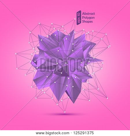 Purple Abstract Polygonal Geometric Shape on a pink background. Vector Illustration