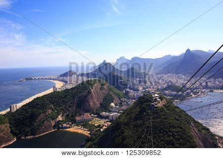 view from cable car station at Sugar Loaf mountain at Rio de Janeiro