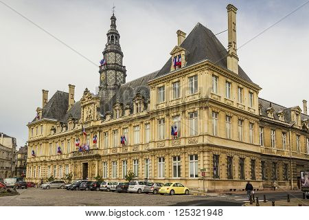 Reims, France - May, 15: These are square and historic house - the Reims Town Hall May 15, 2013 Reims, France.