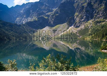 Mountain lake Morskie Oko Tatra Mountains Poland