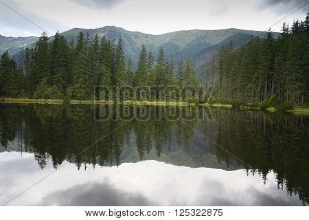 Smreczynski Pond in Tatra Mountains Poland .
