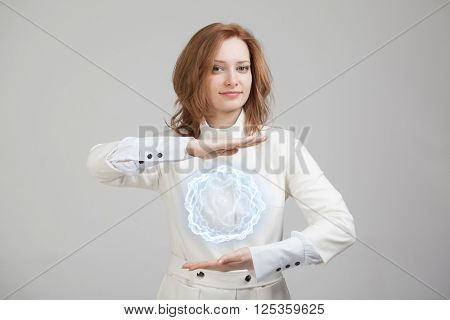 Woman with glowing magical energy ball.