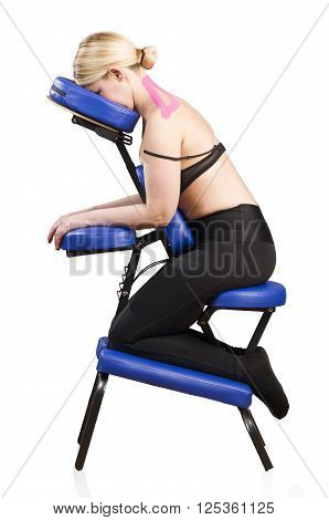 Fisiotheraphist/doctor Applying Cervical Kinesiotape.