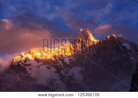 Scenic view of Jannu peak, Kanchenjunga Region, Himalayas, Nepal.