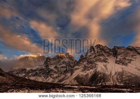 Scenic view of Jannu peak, Kanchenjunga Region, Himalayas, Nepal.