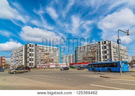 Zelenograd, Russia - April 11.2016. View of the city and the streets Andreevka
