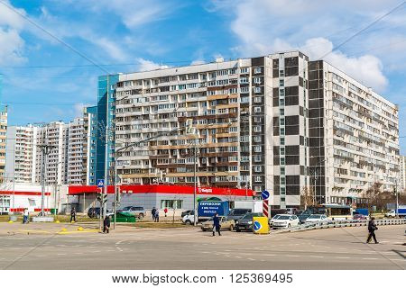 Zelenograd, Russia - April 11.2016. View of the city and the streets Andreevka