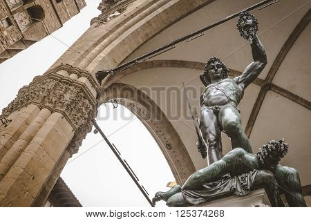 Statue of Perseus With the Head of Medusa at Piazza Della Signoria Florence Italy