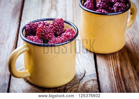 Frozen Blackberries In A Mugs