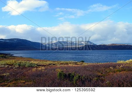Rough mountains landscape in norway during autumn