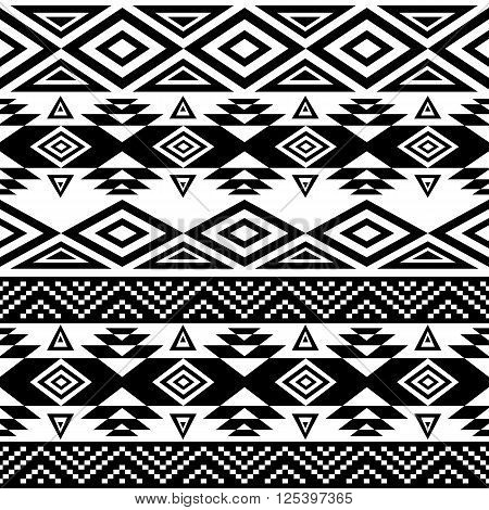 Seamless ethnic pattern background with geometric aztec maya peru mexican tribal american indian elements.