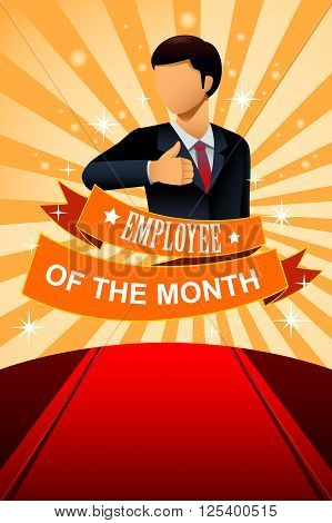 A vector illustration of employee of the month poster frame design