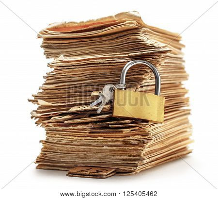 Pile Of Old Cards With Keylock