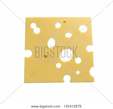 slice of cheese with holes isolated on white