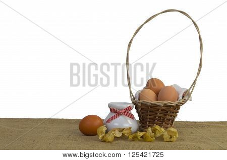 Rural still life isolated on white background