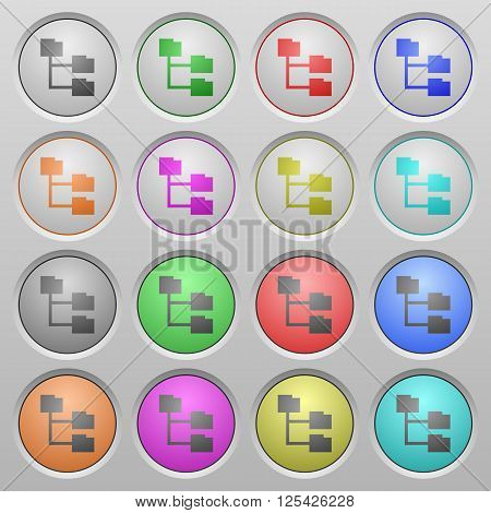 Set of Folder structure plastic sunk spherical buttons.