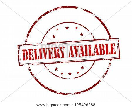 Rubber stamp with text delivery available inside vector illustration