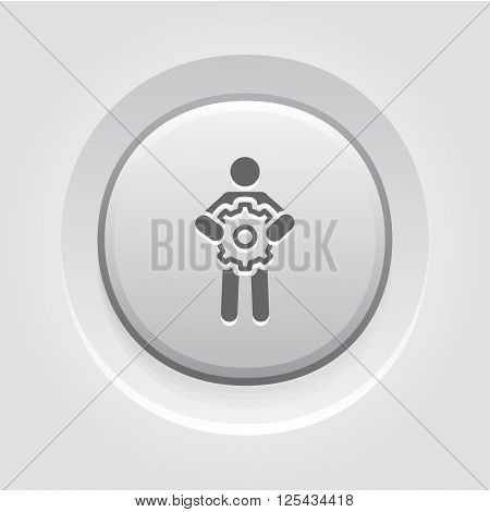 Technical Support Icon. Business Concept. Grey Button Design