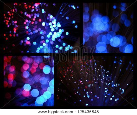 Blurred abstract pink and blue bokeh lights. Christmas holiday defocused background. Backdrop for your design