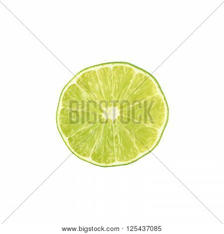 Dried lime cut in half isolated over the white background, top view