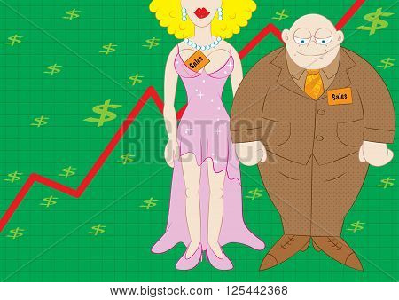 skyrocketing sales best sales team concept vector illustration